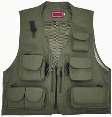 Men's Mesh Breathable Openwork Camouflage Journalist Photographer Fishing Vest Waistcoat CoatChristmas FW4R - 橄欖 - 查看 5