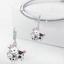 tiantianxue 1pc Silver-Plated Elegant High-Quality Jewelry DIY Cute Little Cow Pendant, Suitable For Women Bracelet/Anklet/Necklace DIY Jewelry Making, Valentine's Day Gift, Fashion Accessories