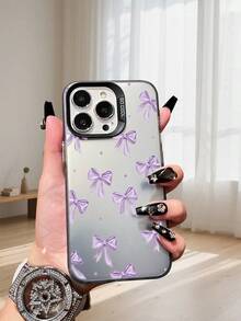 GALLAPLE Purple Bow And Polka Dot Pattern Mobile Phone Case, Korean Sweetness Style Design,For IPhone 16 15 14 13 12 11 8 7 X XS XSMAX Plus Pro ProMax SE4 16e Case - Hồng - Xem 2