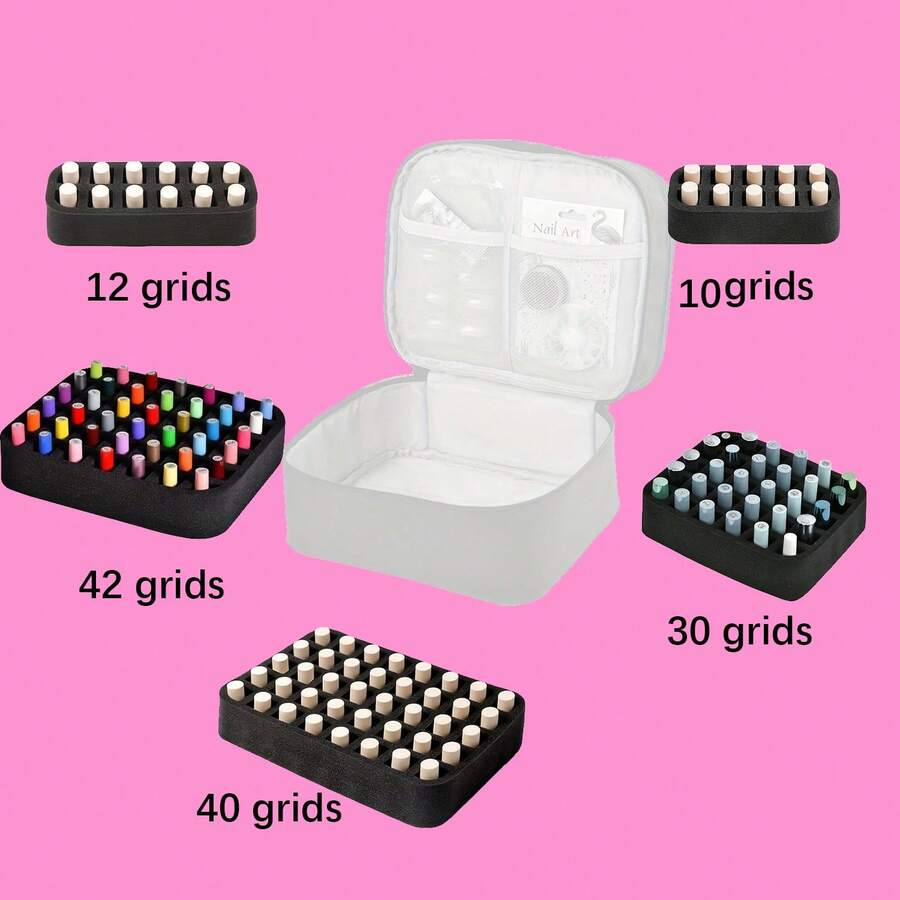 泡沫盒，多功能泡沫收纳盒——可容纳 10/12/30/40/42 个瓶子，美甲收纳盒和储物盒，指甲油瓶收纳工具，非常适合绘画和工艺品收纳。