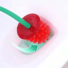 1pc Cherry Patterned Toilet Brush With Plastic Long Handle, Bathroom Cleaning Tool For Thorough Cleaning - Multicolor - View 4