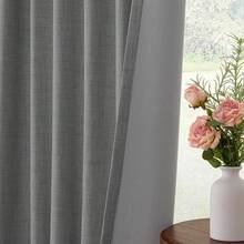 % Blackout Curtains Bedroom, 84 Inch Long Blackout Curtains, Clip Rings Linen Drapes, Thermal Insulated Room Darkening Living Room, 2 Panels - Beige, W50xL84, Bedroom Decor - Drakgrey - 查看 3