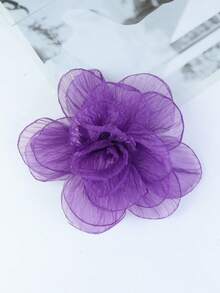 Elegant Handmade Chiffon Large Floral Brooch Hair Clip, For Women Clothing, Wedding Accessories - Yarn Flower - View 11