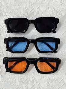 夏季复古男士眼镜3件套，方形小框眼镜，适合夏季日常装饰和拍照