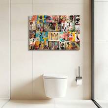 Basquiat Wall Art Jazz Wrapped Framed Canvas Wall Art, Vintage Prints Poster, A Collage Of Many Different Images Of People, Birthday Party Decor, Decorative Wall Art For Living Room Bedroom Office, Hanging Hardware Included - Framed, Horizontal - 裱框畫布 - 查看 8