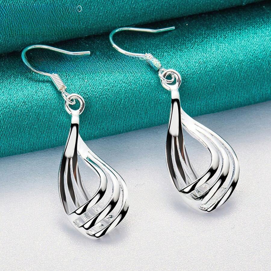 Earrings Fashion Jewelry Elegant Woman Charm Twist Wavy Line Drop Earrings Trendsetter Christmas Gifts - 合金 - 查看 1