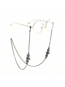 1 pièce Chaîne de lunettes de chat noire Y2K pour femmes et hommes avec lunettes de soleil, accessoire de photo pour Halloween et carnaval, cadeau
