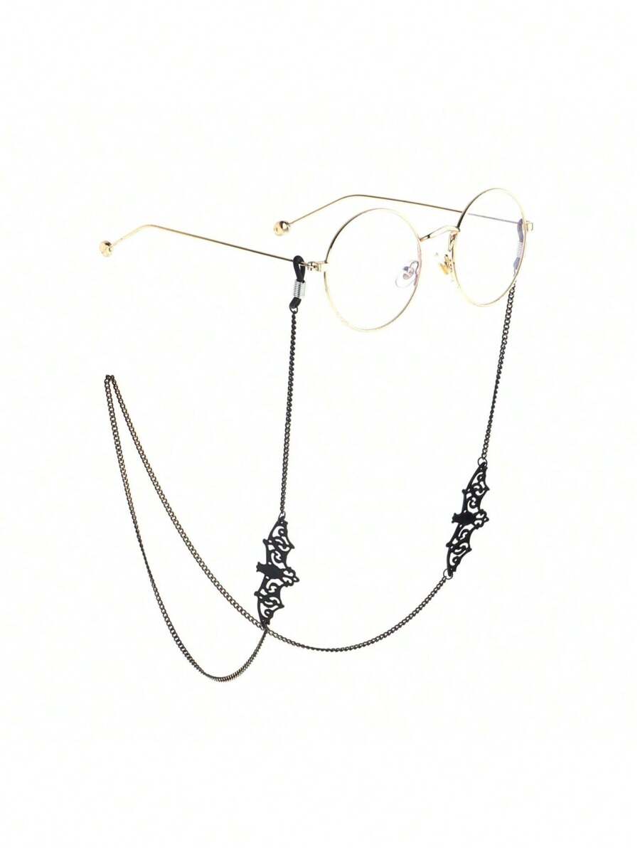 1 pièce Chaîne de lunettes de chat noire Y2K pour femmes et hommes avec lunettes de soleil, accessoire de photo pour Halloween et carnaval, cadeau