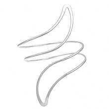 6 件套几何金属叶螺旋新月线手链袖口手镯女士 - 銀色 - 查看 4