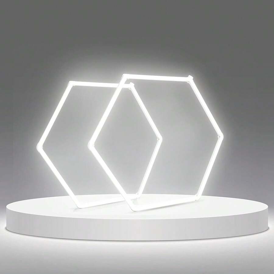12-Pack LED Hexagon Garage Light: 12700LM Car Detailing Shop Light, DIY Splicing Ceiling & Wall Decor Lights, For Workshop Basement Gym Warehouse Bar Gaming Room (12-Packs) - trắng - Xem 1