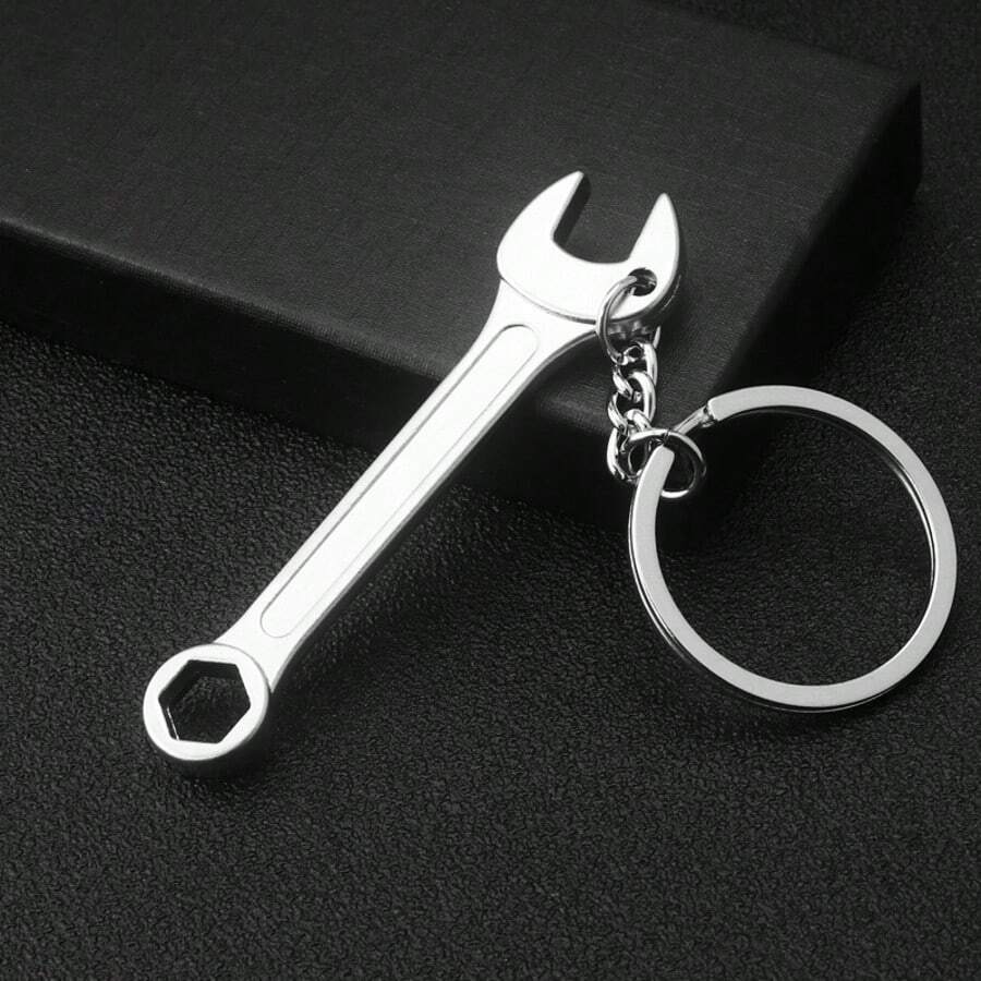 1 Piece Compact Adjustable Mini Wrench Key Ring - Durable Zinc Alloy, Portable Wrench For Bicycle, Motorcycle And Auto Repair, Stylish Black Handle