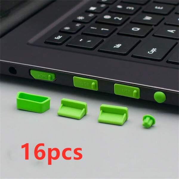 16pcs Silicone Laptop Camera Privacy Cover - Dust Proof Plug Set For PC Ports & Interfaces, Dustproof Waterproof Protection Covers, Laptop USB, Type-C, RJ45 Network, Audio Jack Universal Silicone Caps