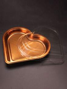 2pcs Heart-Shaped Plastic Container With Lid - Multipurpose Large Capacity Snack Container For Fruit, Sushi, Vegetable, Heart-Shaped Fruit Box, Disposable Sushi Box, Gold Premium Love-Shaped Takeout Box With Lid - Multicolor - View 6