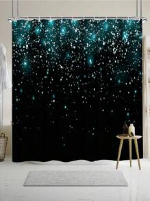 4pcs Black Sequin Shower Curtain Set, Elegant Camo Decor Modern Home, Waterproof Curtain And Bathroom Mat 3pcs Set, 12pcs Shower Curtain Hooks Included Bathroom Accessories Back To School