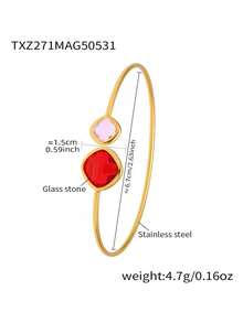 1pc Faceted Czech Glass Bangle Bracelet, Minimalist Luxury Stainless Steel Simple Ring Jewelry Bracelet For Women, Summer Accessories