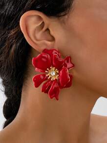 1 Paar elegante und vielseitige Ohrstecker mit Emaille und Kristallblumen, geeignet für Partys, Treffen, Bankette, als Geschenk für Frauen