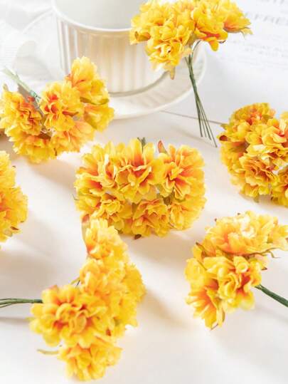 1PC(6PCS Head) Artificial Carnations Flowers MINI Letter, Bouquet DIY, Wreath Material, Candy Box Accessories, Autumn Decor, Summer Decor, Fall Decor, Home Wedding Decoration, Bride Wrist Flower, Chest Flower, Headflower Material, New Year Decoration, Birthday Party Cake Accessories