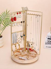 1个创意360°旋转多功能首饰架，适用于手表、耳环、发夹、耳钉、项链和手链。顶部设有储物架，可存放日常必需品，是情人节、感恩节和圣诞节惊喜的完美之选。
