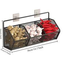 2件免钻厨房收纳盒，多功能厨房置物架，浴室收纳篮，壁挂式蔬菜篮，调味品和化妆品收纳盒 - 黑色 - 查看 3