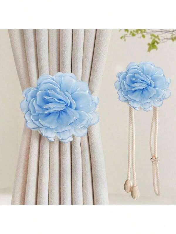2 piezas de lazos para cortina, hebillas para tela de cortina con diseño de flores 3D, adecuadas para decoración del dormitorio y sala de estar, tirantes para la cortina Adjustable, de lujo ligero y alta . Decoración creativa de cordón para ligar