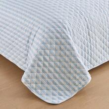 3 Piece Reversible Quilt Set With Shams | All-Season Soft & Lightweight Bedspread With Modern Striped Pattern | Sofia Collection - Avery - Xanh lam - Xem 4