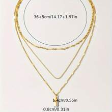 1 pieza Colgante de cruz multicapa de acero inoxidable chapado en oro de 18K, hipoalergénico y resistente a la decoloración, adecuado para uso diario, vacaciones, regalo de cumpleaños