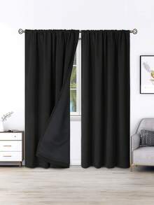 1 件 99% 遮光、防紫外线、隔热窗帘布 - 涤纶编织、杆袋悬挂、不可漂白、卧室艺术主题、涂层遮光隔热、节能、降噪 - 非常适合卧室、小屋和学校深度睡眠 - 黑色 - 查看 3