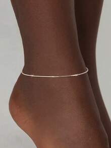 1 pezzo Cavigliera in argento sterling 925 minimalista a motivo serpente, accessorio di moda per spiaggia e vacanze, cavigliera ipoallergenica per donne in estate - Cavigliera - Visualizzare 2