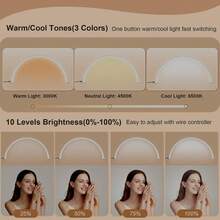 便携式半月形 LED 美甲灯带按钮控制 - USB 供电，现代白色设计，适用于美甲、睫毛延长、纹身和皮肤护理 - 太空主题专业美容院照明，凝胶指甲 UV 灯，抛光金属装饰 - 多色 - 查看 3