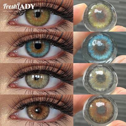 FRESH LADY Freshlady Naturfärgade Kontaktlinser Pupilentes Cleopatra & Chelsea Collection Färgade Kontaktlinser För Gåva 14.2mm Skönhetslook För Bröllop & Alla Hjärtans Dag 1 År Engångs Halloween Kostym Cosplay