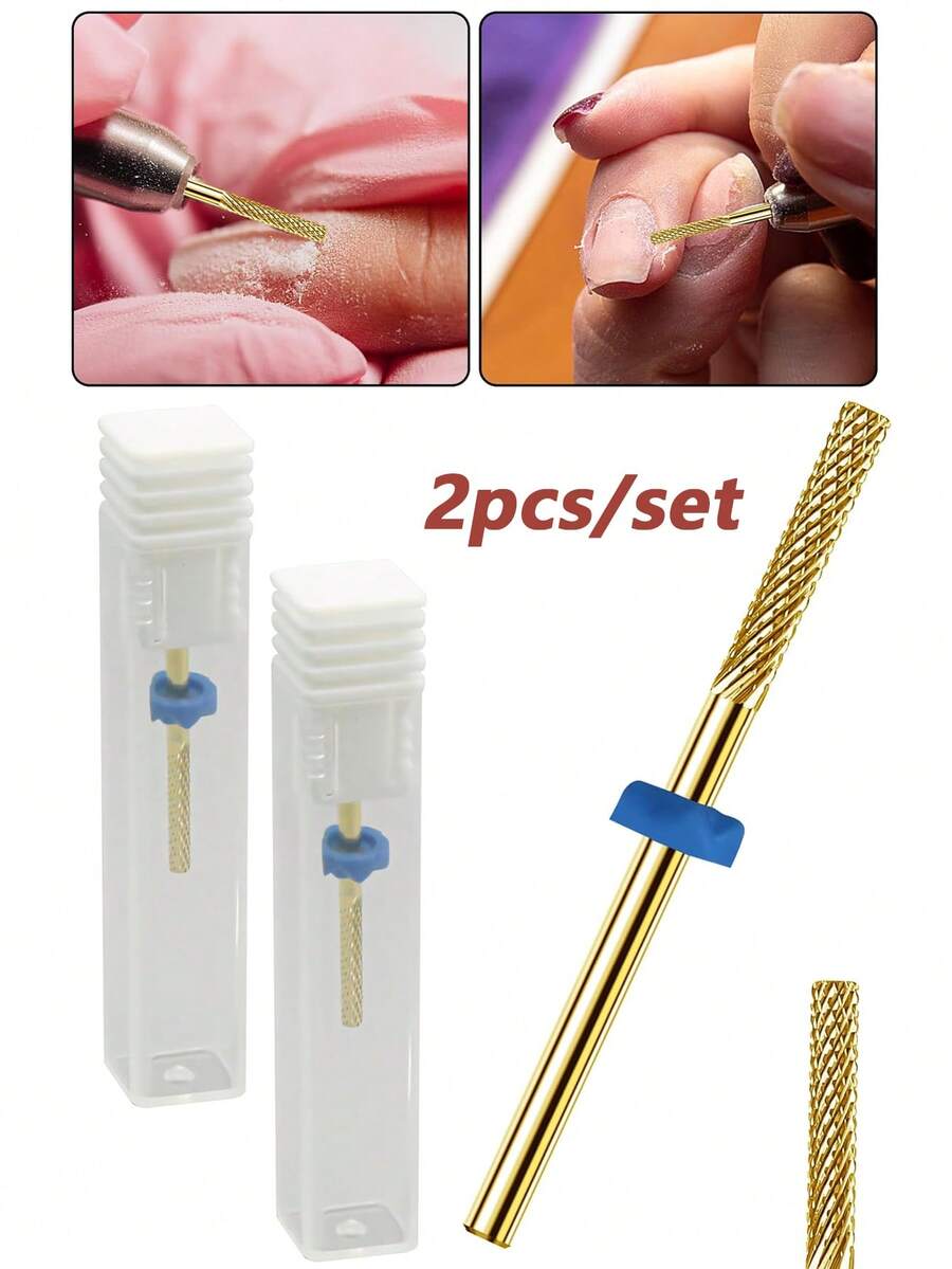2 件装美甲钻头，硬质合金钻头去除角质层钻头，用于美甲钻头清除死甲用品，钻头美甲技术适用于电动指甲锉美甲钻头角质层钻头用于指甲