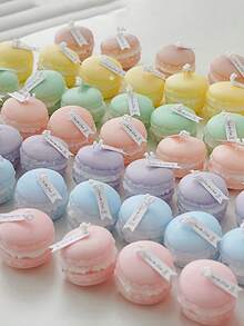 1 pièce Bougie décorative artisanale en forme de macaron, cadeau de mariage et de nouvel an, décoration de chambre, cadeaux - Multicolore - Voir 7