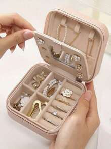 1 Set Travel Jewelry Box With Mirror, Multi-Functional Jewelry Storage Box, Large Capacity Portable Jewelry Box For Storing Rings, Pendants, Earrings, Ties, Bracelets, Best Gift For Girlfriend, Mother's Day, Anniversary, Valentine's Day, Christmas, New Year, Men's Gift, Women's Back To School Gift
