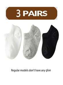 3pcs/6pcs/12pcs Baby Non-Slip Floor Socks, Black White Gray Polka Dot Pattern Boat Socks, Suitable For Daily Wear, 0-4 Years Old