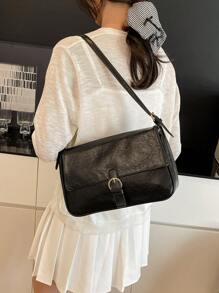 Bolso hobo con solapa con decoración de hebilla para adolescentes, niñas, mujeres, estudiantes universitarios, novatos y trabajadores de cuello blanco, perfecto para la oficina, el trabajo, los negocios, el mejor bolso de trabajo para mujeres