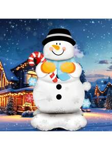 1 balon folie om de zăpadă extra mare, balon decorativ om de zăpadă în picioare 158 cm, pentru Crăciun, Anul Nou, decor pentru grădină și casă