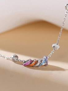 1pc Exquisite Rainbow Traffic Theme Necklace, Minimalist Collarbone Chain, Delicate Jewelry Gift, Suitable For Girls' Daily, Dating, Campus Wear - Rainbow Fortune Circle - View 6