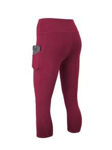 3pcs/Set Pocket Decorated Form-Fitting Plus Size Printed High Waist Slimming Yoga Pants, Tight Fit Sports Cropped Leggings