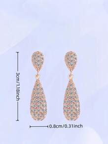 1 Pair Rhinestone European & American Luxury Palace Style Teardrop Earrings For Women, Bridal Jewelry