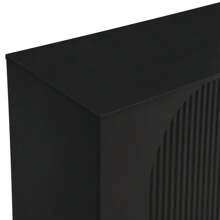 Sairedel Credenza moderna a quattro ante con strisce verticali e ripiani regolabili, unica e funzionale, ideale per soggiorno e sala da pranzo (nero)