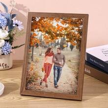 1 pieza, Foto personalizada, Marco de madera y plexiglás pulido, Póster personalizado de historia de amor de otoño, Adecuado para parejas, Perfecto para familias, parejas, recuerdos de mascotas y un regalo perfecto para aniversarios