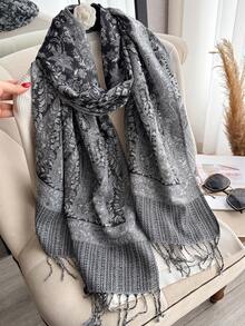 1件套羊绒红色披肩，双色佩斯利提花围巾，沙滩罩衫，羊绒质感，柔软丝滑，双面可用，流苏设计，适合日常、晚宴、旅行、办公、婚礼等场合，亦可作为礼物。 - 彩色 - 查看 6