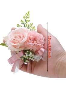 Ramo de novia artificial, ramo de dama de honor de rosas falsas hecho a mano, decoración central para la recepción de boda