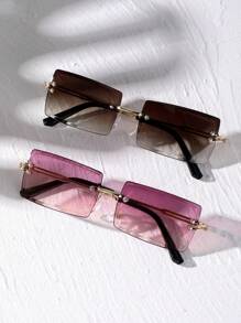 1/2/3 piezas Gafas de hombre con marco cuadrado clásico, marco de metal con doble puente azul, estilo Y2K para verano, playa, actividades al aire libre y viajes