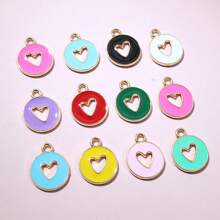 20 peças 15x12mm esmalte dupla face coração vazado pingente faça você mesmo acessórios para fazer joias pulseira brincos colar