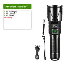 25-Jahre-Neu Outdoor 1000M Ultra-Helle Weitreichende LED Taschenlampe mit visuell digitaler elektrischer Anzeige, 30 W Hochleistungs-Docht mit langanhaltend Akku, Suchscheinwerfer mit Teleskopfunktion, 3-stufige Helligkeitsregelung für Camping, Wandern, Abenteuer und Erste-Hilfe-Beleuchtung