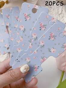20/50/100pcs Flower Jewelry Display Cards Pink Yellow Floral Necklace Display Card Packaging Bracelet Making Kit Jewelry Organiser Retail Store Labels For Small Business Supplies