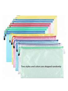 3 pezzi Borse a rete con zip a 5 colori, misure A3/A4/A5, borse porta zip di varie dimensioni, borse con zip impermeabili per conservazione, documenti, biglietti, cartoleria, elaborati d'esame, quaderni (colori casuali), per il ritorno a scuola, forniture scolastiche