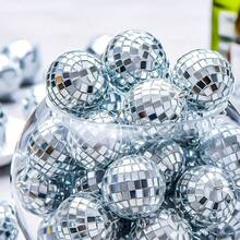 10pcs,Mini Disco Mirror Ball Decorations - Plastic Reflective Silver Decorative Pendants, Mirror Ball Reflective Glass Ball, Home Hanging Decorations - Suitable For Disco Theme Party Background, Holiday Decorations Wedding Table Decorations, Christmas Tree Decorations, Christmas Decoration Balls, Halloween Decorations. - Multicolor - View 2