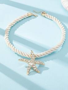 1 件女式海星项链海星海滩粗绳项链夏季珠宝配饰